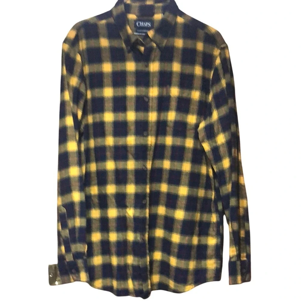 Chaps Yellow and Navy‎ Plaid Shirt